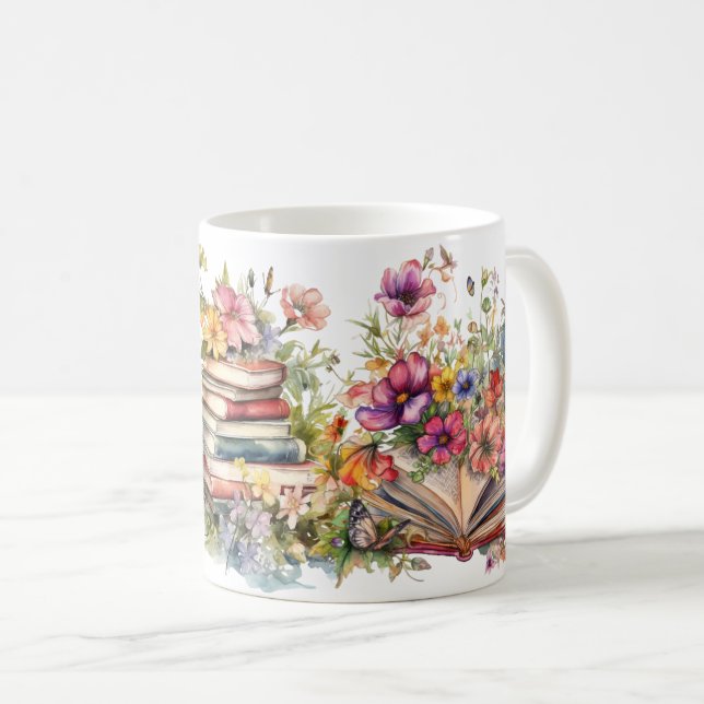 Books in a Field of Wildflowers Mug (Front Right)