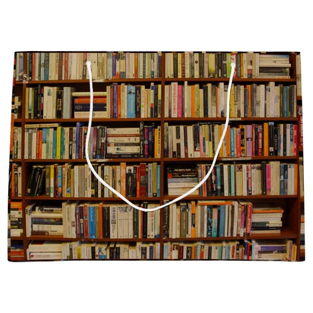 Books in a library  pattern Wrapping Paper Large Gift Bag (Front)