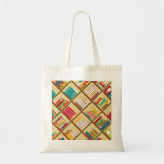 Books in bookshelves  tote bag