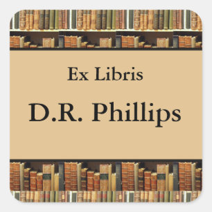 Books in Library Bookplate Square Sticker