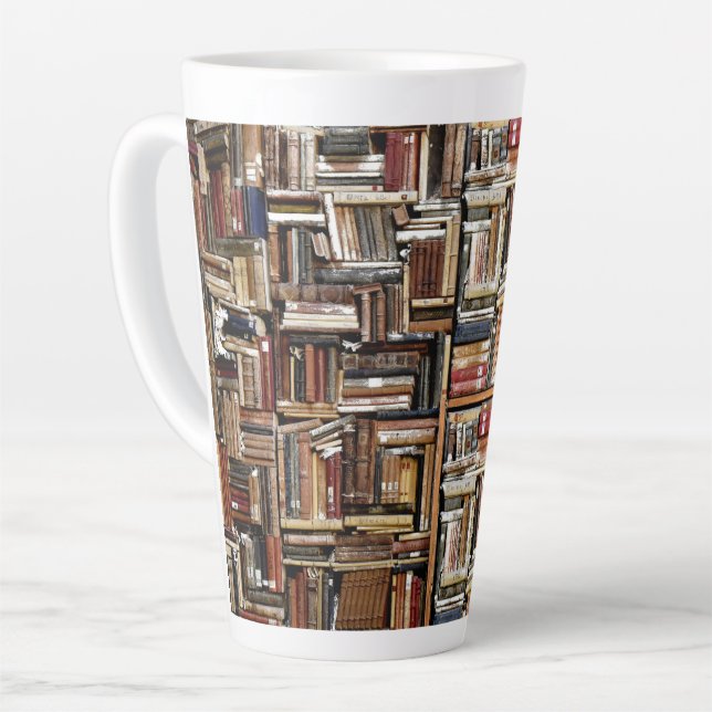 BOOKS IN LIBRARY LATTE MUG (Left Angle)