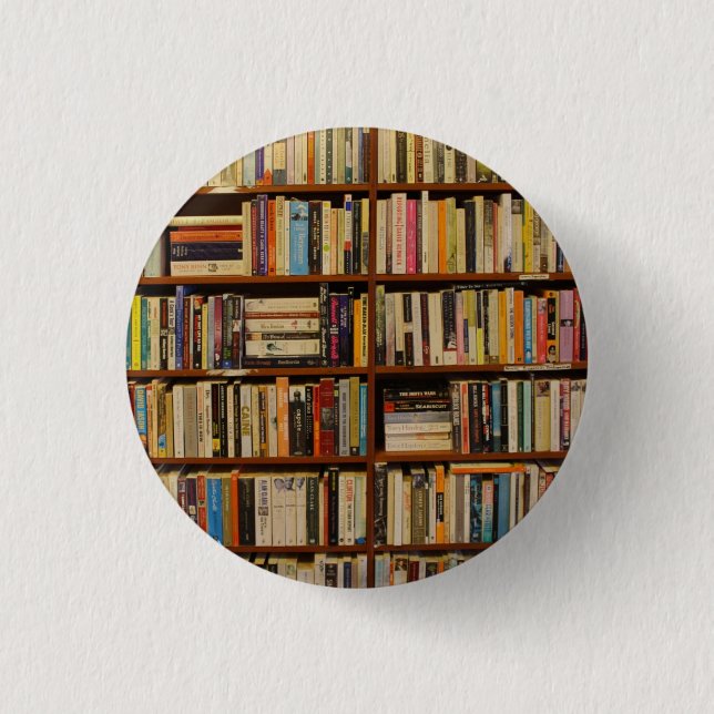 Books in the library  3 cm round badge (Front)