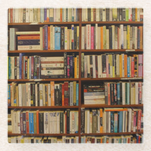 Books in the library glass coaster