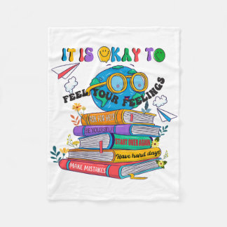 Books It's Okay To Be Kind - Yellow Mental Health  Fleece Blanket