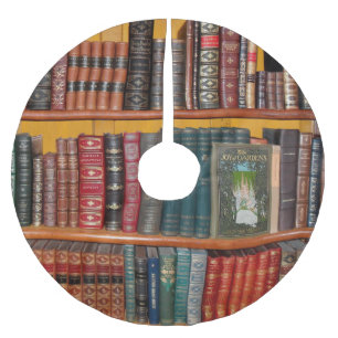 books library bookshelf bookshop brushed polyester tree skirt