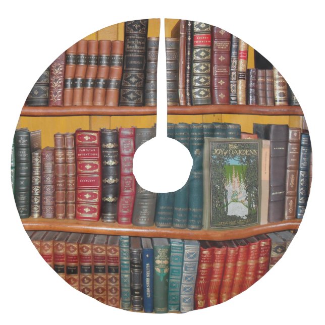 books library bookshelf bookshop brushed polyester tree skirt (Front)