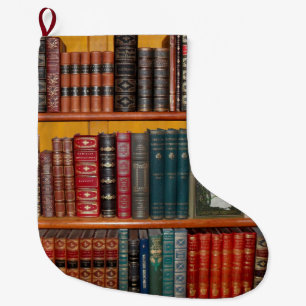 books library bookshelf bookshop large christmas stocking
