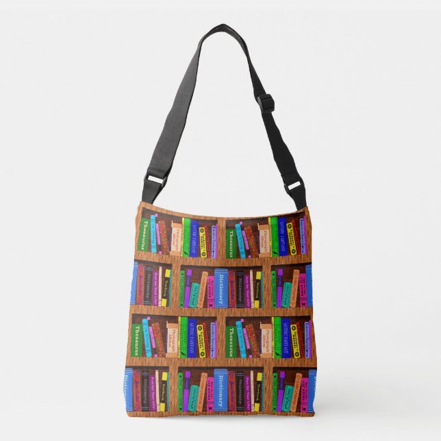 Books Library Bookshelf Pattern for Readers Crossbody Bag (Front)