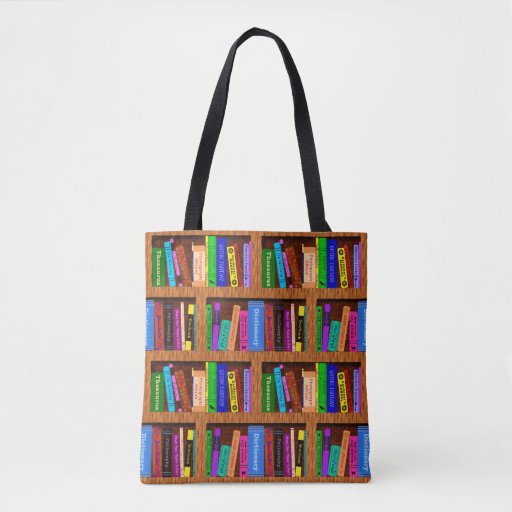 Image of Books Library Bookshelf Pattern for Readers Tote Bag