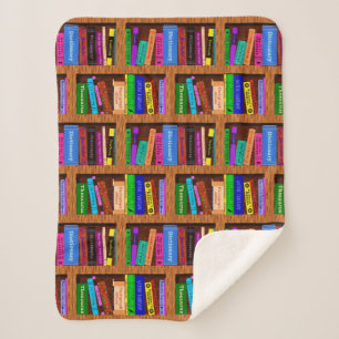 Books Library Bookshelf Pretty Pattern for Readers Sherpa Blanket