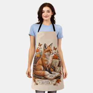 Books Make Life Better – Vintage Fox Reading note Apron