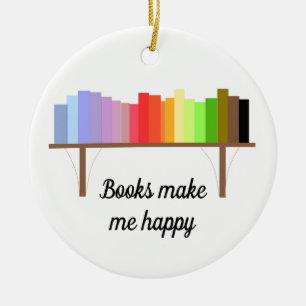 Books Make Me Happy Ceramic Tree Decoration