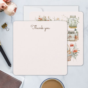 Books Mushroom Floral Whimsical Cottagecore Art Thank You Card