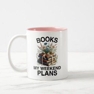 Books My Weekend Plans English Teacher Funny Two-Tone Coffee Mug