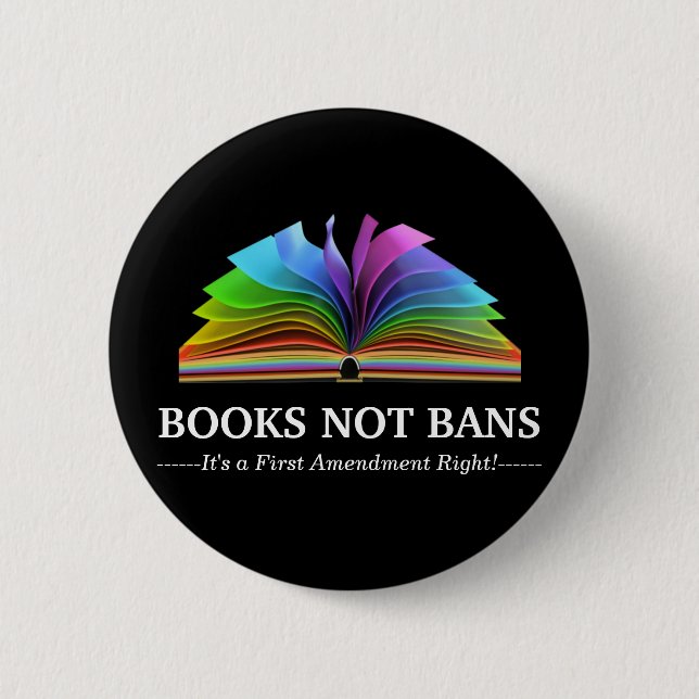 Books Not Bans, LGBTQ+  Pin Button (Front)