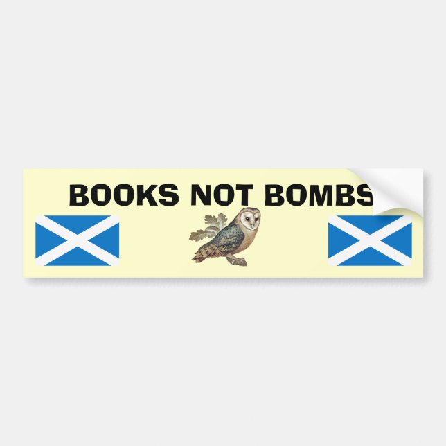 Books Not Bombs Scottish Independence Owl Sticker (Front)