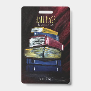 Books Of Knowledge Hall Pass Badge ID Badge