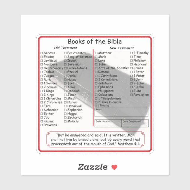 Books of the Bible Check off (Sheet)