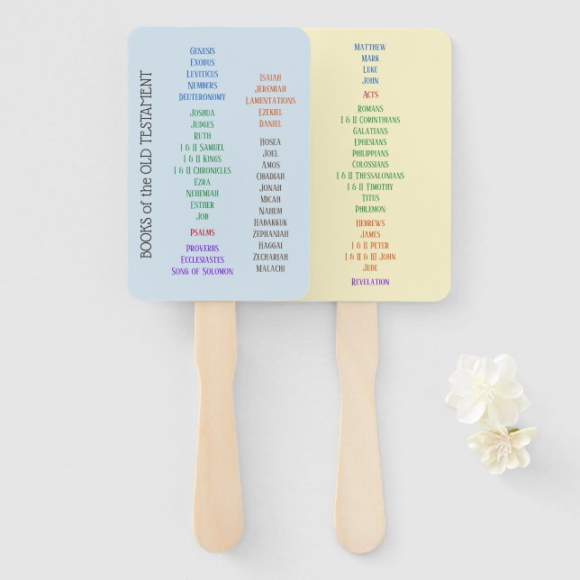 Books of the Bible Hand Fans (Front and Back)