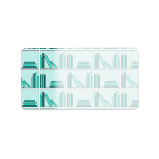 Books on Shelf. Design in Teal and Aqua. Label