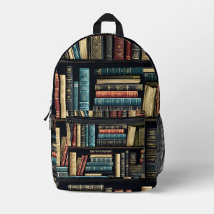 Books on Shelves Printed Backpack