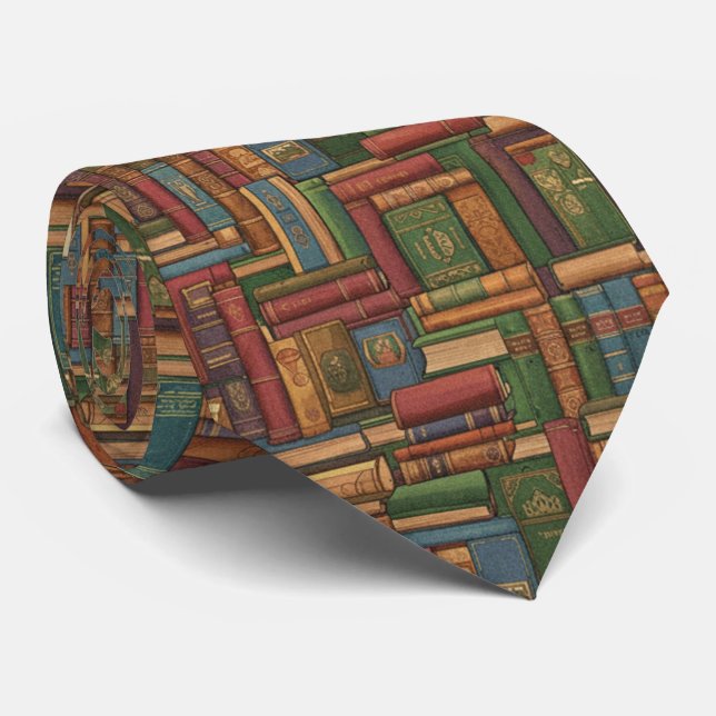 Books on the Shelves Tie (Rolled)