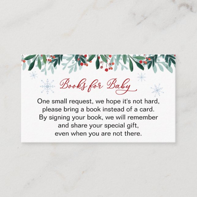 Books or Baby Christmas Baby Shower Enclosure Card (Front)