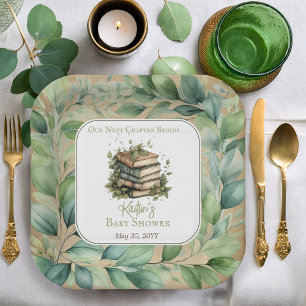 Books Our Next Chapter Begins Baby Shower Paper Plate