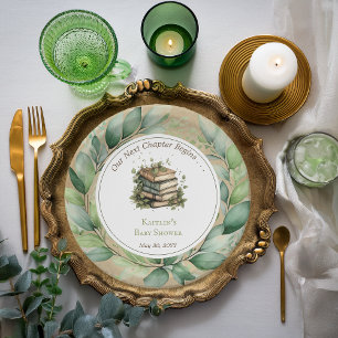 Books Our Next Chapter Begins Baby Shower Paper Plate