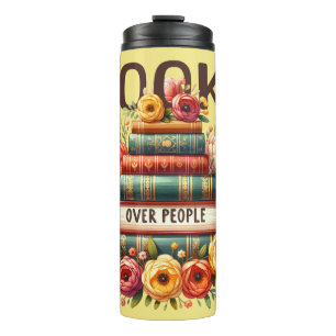 Books over People Floral Thermal Tumbler