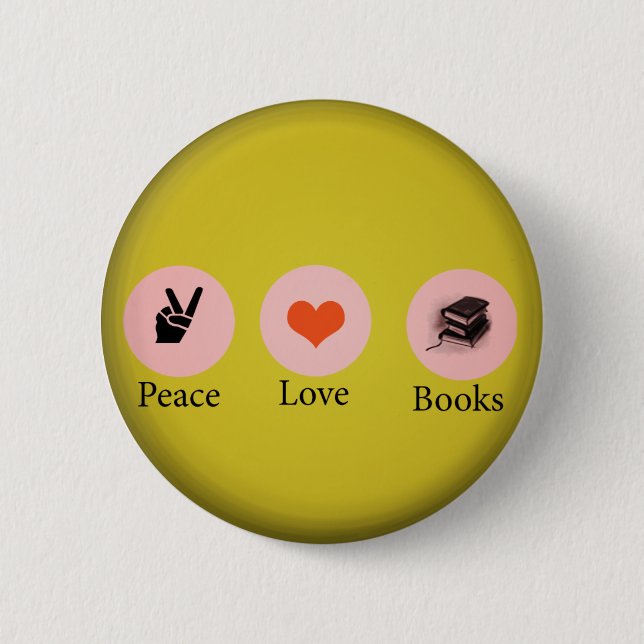 Books =peace=love 6 cm round badge (Front)
