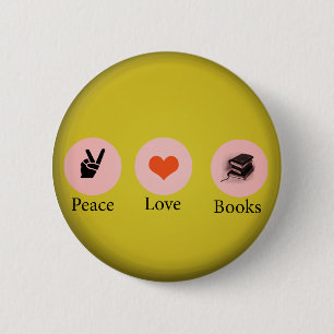 Books =peace=love 6 cm round badge