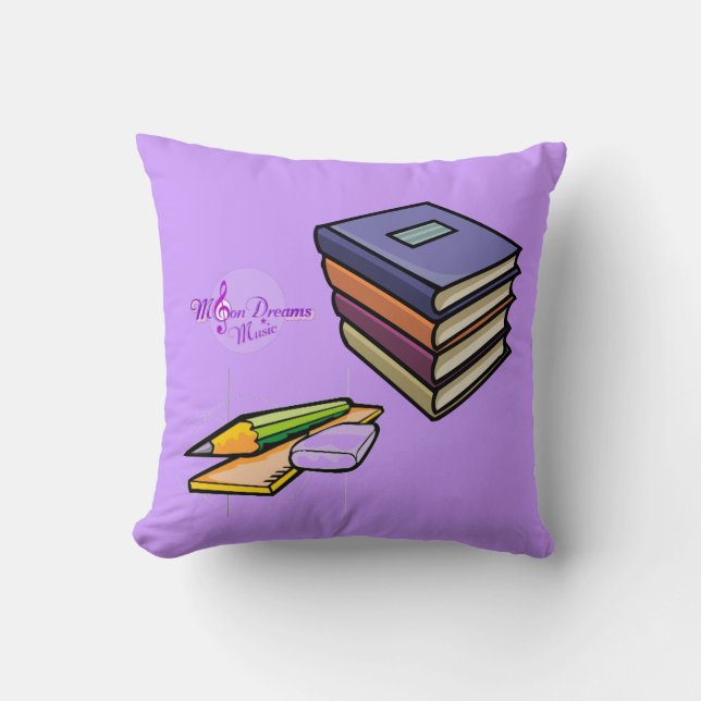 Books, Pencils & Rulers Square Throw Pillow (Front)