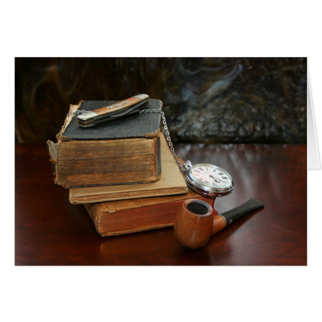 Books, Pipe, Pocket Watch and Knife Still Life (Front Horizontal)