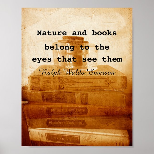 Books poster vintage style photo quote in sepia (Front)