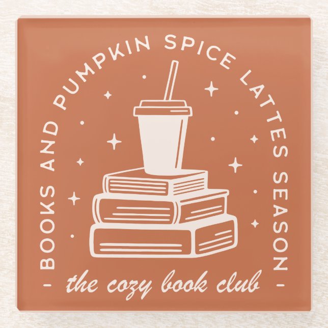 Books & Pumpkin Spice Season Glass Coaster (Front)