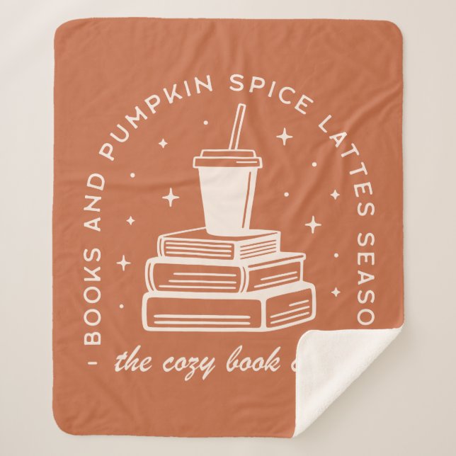 Books & Pumpkin Spice Season Sherpa Blanket (Front)