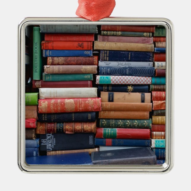 Books Read Love Old Books Metal Tree Decoration (Front)