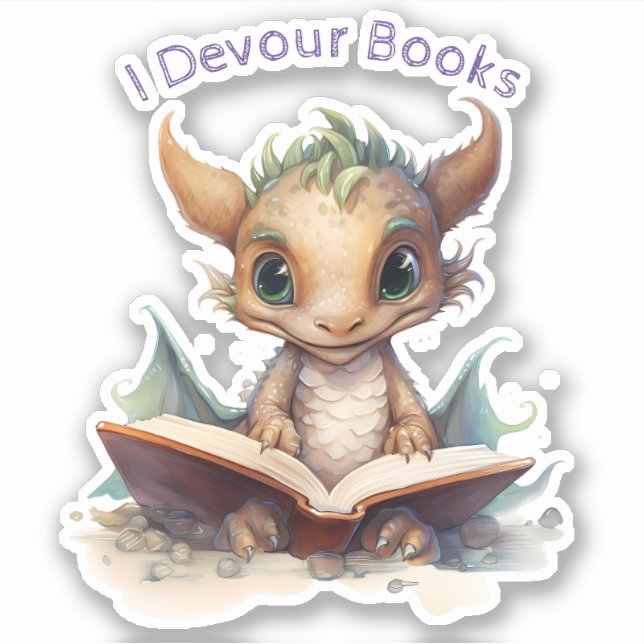  *~* Books Reading Baby Dragon  - I DEVOUR AP88 (Front)