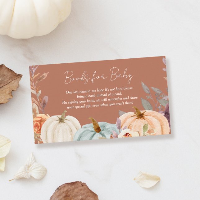 Books Request Fall Little Pumpkin Baby Shower Enclosure Card (Creator Uploaded)