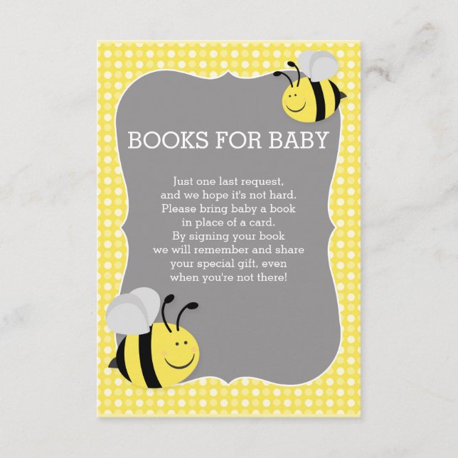 Books Request Mummy to Bee Baby Shower Enclosure Card (Front)