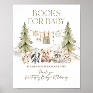 Books Request Woodland Adventure Boy Baby Shower Poster