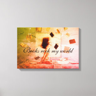Books rock my world canvas print