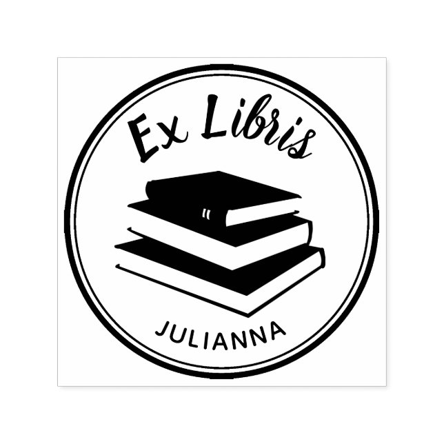 Books Round Personalised Ex Libris Bookplate Self-inking Stamp (Design)