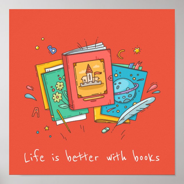 Books slogan classroom or library kid's room  poster (Front)