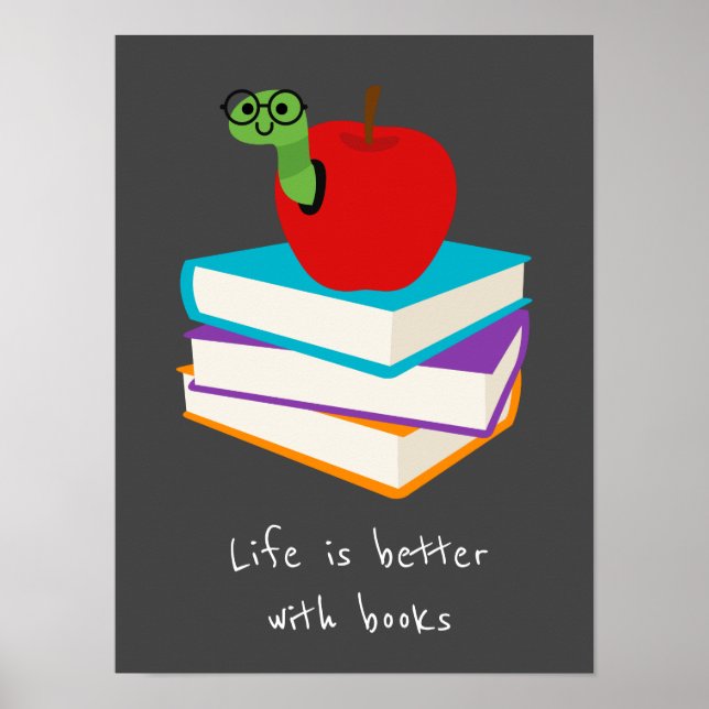 Books slogan classroom or library kid's room poster (Front)