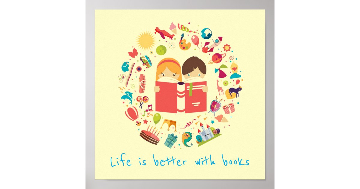 Library Tagline Books slogan classroom or library kid's room poster | Zazzle