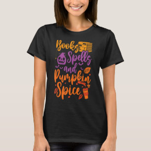 Books Spells Pumpkin Spice Book  Cute Ghost Hallow T-Shirt