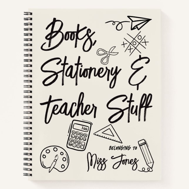 books stationery & Teacher Stuff Personalised (Front)