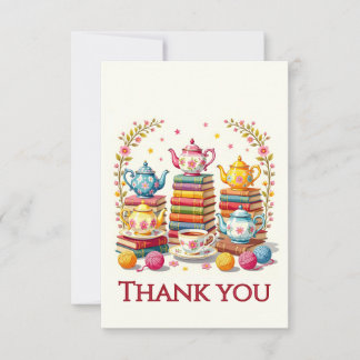 Books,Tea Pots and Yarn Balls Thank You Card
